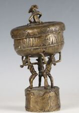 Benin Patinated Bronze Figural Jar and Cover.