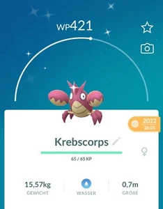  ✨#341 Shiny Krebscorps Pokémon Go✨ - Picture 1 of 2