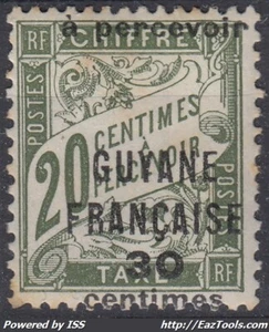 TIMBRE GUYANE TAXE N° 6 SURCHARGE A CHEVAL NEUF * GOMME AVEC CHARNIERE - Imagen 1 de 2