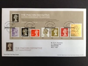 2017 Golden Anniv Machin M/Sheet on Typed Address First Day Cover High Wycombe - Picture 1 of 1