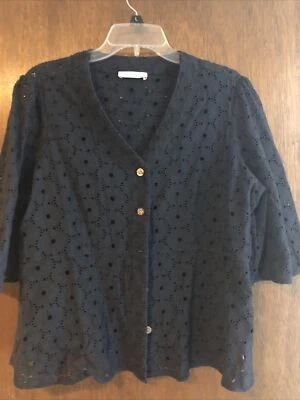 Gallery Mujer EUR 44 Manga 3/4 Ojales Flor Cárdigan Costa País Boho Foto 1 de 4