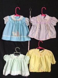 Lot Of 4 Vintage Infant Girl Dresses newborn - 12-18M super cute - free ship - Picture 1 of 12