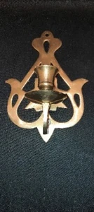 Vintage Brass Candle Wall Sconce - 9 1/2” Tall Made In India - Picture 1 of 4