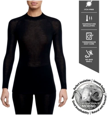 100% натуральная шерсть мериноса термоволновая теплая женская рубашка 180 г/см базовый слой 4112 - Изображение 1 из 4