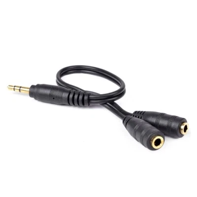 9 inch Headphone Aux Splitter Cable 3.5mm (M) to Dual 3.5mm (F) - Image 1 of 2