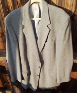 Savile Row 46 Blazer Mens 46L, Gray 100% Wool Sport Coat Jacket, Length 32.5" - Picture 1 of 19