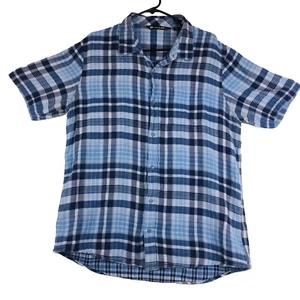 TRAVIS MATHEW Men's Blue Plaid Short Sleeve Pocket Shirt Size XL Extra Large - Picture 1 of 11
