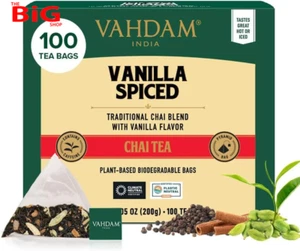 , Vanilla Spiced Chai Tea | 100 Tea Bags | Spiced Masala Chai Tea | - Picture 1 of 12
