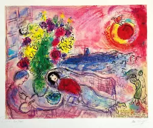 Marc-Chagall Lithographie COA Original Sign. E Nummeriert Handbemalt Limited - Bild 1 von 12