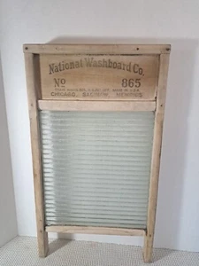 National Washboard Co No.865 The Glass King Vintage Wood Chicago Saginaw Memphis - Picture 1 of 11