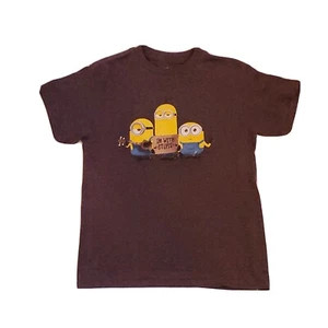 Despicable Me Minions T-Shirt Boys Size Small Dark Gray Cotton Blend VGUC - Picture 1 of 4