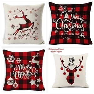 Set of 4 Xmas Christmas Cushion Cover Pillowcase Sofa home decoration Series - Picture 1 of 8