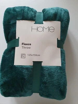 New Sainsburys Home Fleece Throw Flint Green 125x150cm - Image 1 of 4