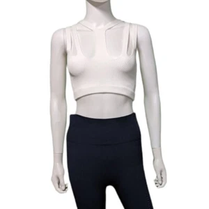 Olivaceous Ribbed Crop Top White S - Picture 1 of 6