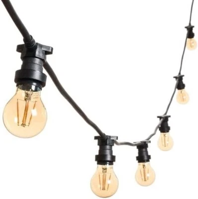OSIMOLIGHT Catena Luminosa da Esterno LED 15MT Portalampada E27 Lampadine 3000K Nero IP54