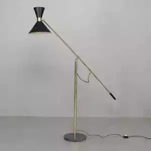 1950s Brass Diabolo Tripod Floor Lamp Brass Nautical Spotlight Vintage Studio - Picture 1 of 10