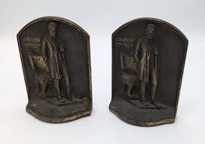 Antique 1923 Bronzed cast iron Abraham Lincoln Bookends A. M. Greenblatt Studios - Picture 1 of 9