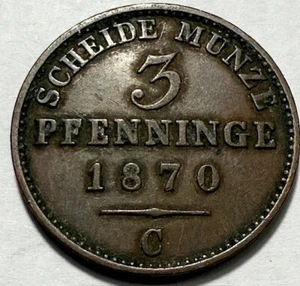 German States PRUSSIA - 3 Pfenninge 1870C - Km-482 - Extra Fine - FREE USA S&H! - Picture 1 of 2