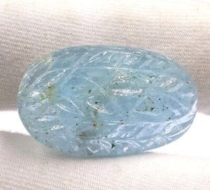 Loose Aquamarine Gemstone Carved Aquamarine March Stone Jewelry Making 20.60 Cts - Imagen 1 de 6