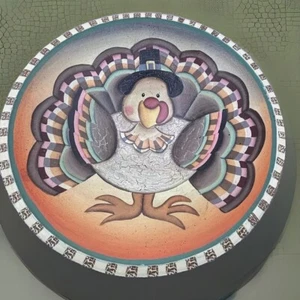 Thanksgiving Turkey Large Resin Bowl Holiday 12" Diam x 3 1/2" Tall Fall Autumn - Picture 1 of 14