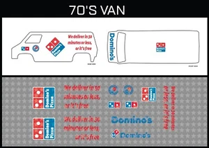 Hot Wheels (1/64), 70s Van "Domino's Pizza" Waterslide,PrintedWhiteFirst,Decals - Picture 1 of 5