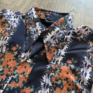 True Vintage 70s Enrico Felini Mens Button Shirt ~ Size M/L Disco Italian Floral - Bild 1 von 7