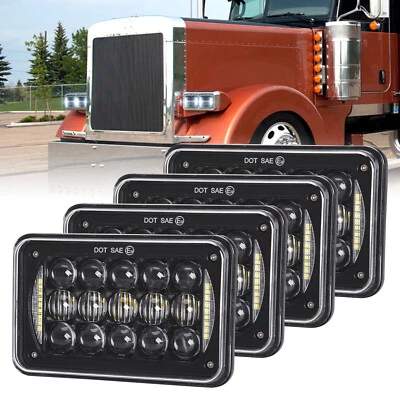 DOT 4x6" Halo LED Headlights for Kenworth W900 T800 T400 T600 Classic 120/132 HK - Image 1 of 4