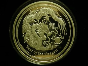 2012  Australia Lunar Year of the Dragon 5 oz Silver. PROOF  coin in capsule - Picture 1 of 4