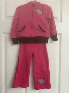 Girls Toddler Hello Kitty Pink w/Black Ruffle Accents Size 3T Jacket, 2T Pants - Picture 1 of 4