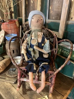 Muñeca muñeco de nieve arte popular primitivo ÚNICA NAVIDAD Brown County Indiana Penny Kizzee Foto 1 de 4