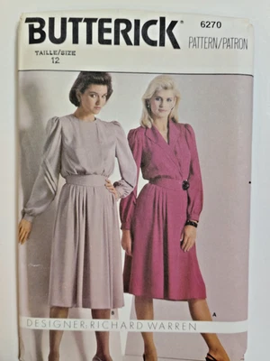 Butterick 6270 Dress Sewing Pattern Ladies 12 UC Warren Loose Pullover VTG Belt - Image 1 of 4