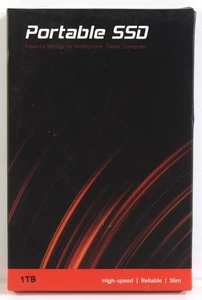 1TB Portable SSD (Solid State Drive)  Up to 1000MB/s USB-C, USB 3.2 Black - NEW - Picture 1 of 3