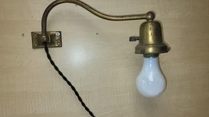 VINTAGE Brass early Electric Swing Arm Wall Sconce lamp light fixture - Bild 1 von 15