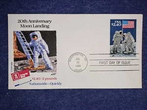 USA FDC 1989 20th Anniversary Moon Landing Cosmos Espace - Imagen 1 de 1