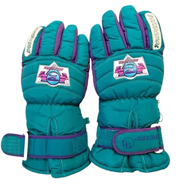 Guantes de esquí Rossignol vintage años 80 Gore Tex se adapta a mujer’s L hombre’s M verde azulado púrpura Foto 1 de 4
