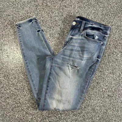 Ana Jean Womens 6 28x29 A New Approach Jegging Distressed Denim Raw Hem Mid Rise - Image 1 of 4