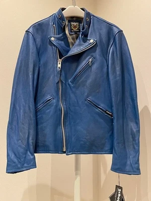 Vintage Schott Riders Jacket Leather Jacket Mens Size L Double Breasted Blue - Image 1 of 4