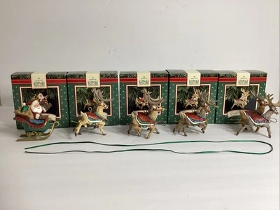 Hallmark Keepsake Ornaments Santa and His Reindeer Collection Complete Set 1992 - Image 1 of 4