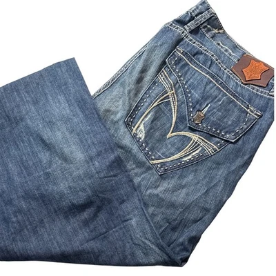 Antik Denim Mens Jeans Size 40 Y2K Vintage Straight Wide Leg Embroidered Pockets - Image 1 of 4