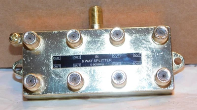 8-Way Coax Video Splitter Digital HD Cable TV F Type RG6 RG11 RG59 5-900 MHz 1x8 - Image 1 of 3