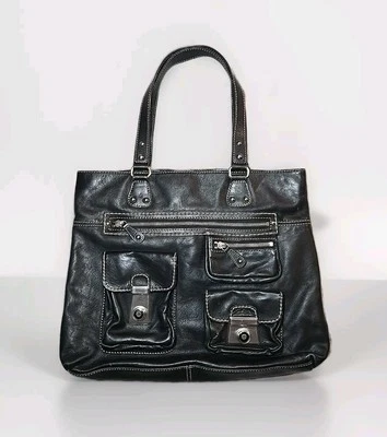 Bolso de mano Kate Landry grande de cuero negro Foto 1 de 4