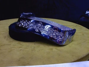 LAMBRETTA GP SIL REAR GRILLE CELTIC DESIGN CHROME CUSTOM HAND ENGRAVED - Picture 1 of 7