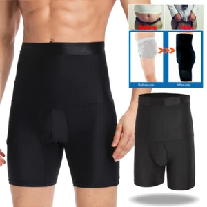 Men Compression Hi-Waist Boxer Shorts Tummy Slimming Body Shaper Underwear Pants - Picture 1 of 20
