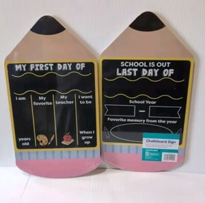 NEW Wexford My First/Last Day Of School Chalkboard Double sided sign Pencil - Picture 1 of 1