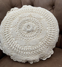 Round Cushion Covers 16” Hand Crochet Lace Cream Natural ( 2 Covers )