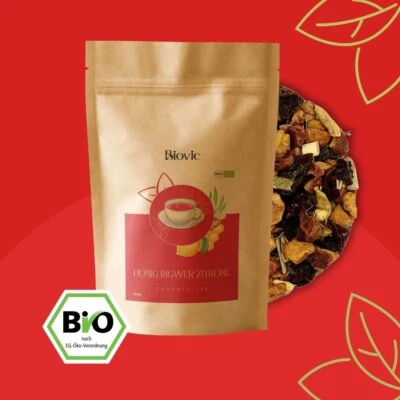 Honig Ingwer Zitrone Bio Früchtetee koffeinfrei mit Vitamin C lose frisch Biovic - Bild 1 von 4