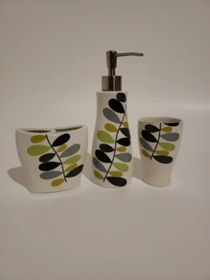 Dispensador creativo de loción/jabón para hojas de baño, vaso y soporte para cepillo de dientes - Juego de baño Foto 1 de 4