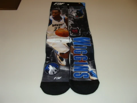 Timberwolves Andrew Wiggins NBA Basketball Pair Socks Sublimated Large (10-13) Cover
