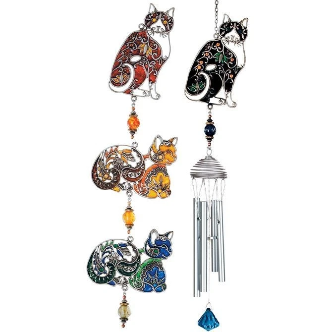 Campanas de viento Pewterworks Cat de Carson Home Accents--Tu elección de diseño/color Foto 1 de 1