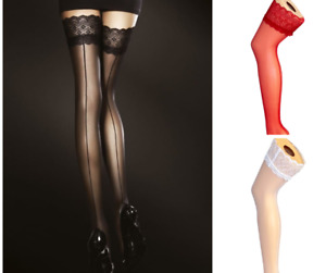 Fiore Celia Hold-Ups Stockings 30DEN S-L Seam Ladies Tights Nylon